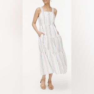 J. Crew Rainbow Stripe Tiered Sundress